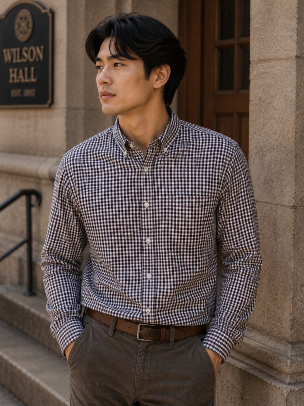 PRINCE & FOX Men’s Button Down Shirt XL Checkered Long Sleeve Casual Classic Fit
